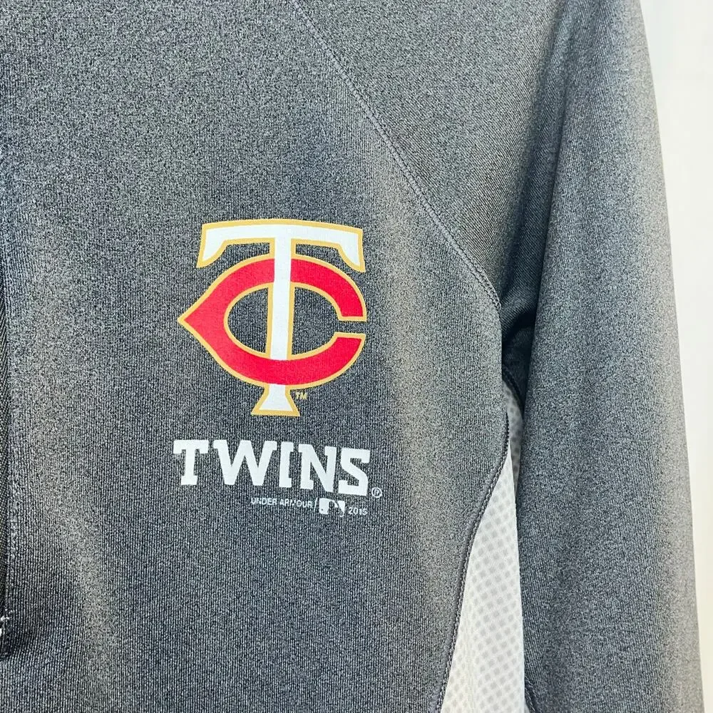 Minnesota Twins 1/4 Zip Pullover Womens XS Gray Under Armour Polyester Cold Gear